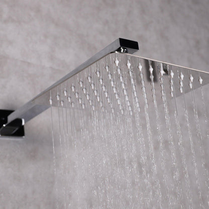 Eviva Beverly Chrome Wall-Mounted Finish Squared Shower Head With Hand Shower and Tub Faucet