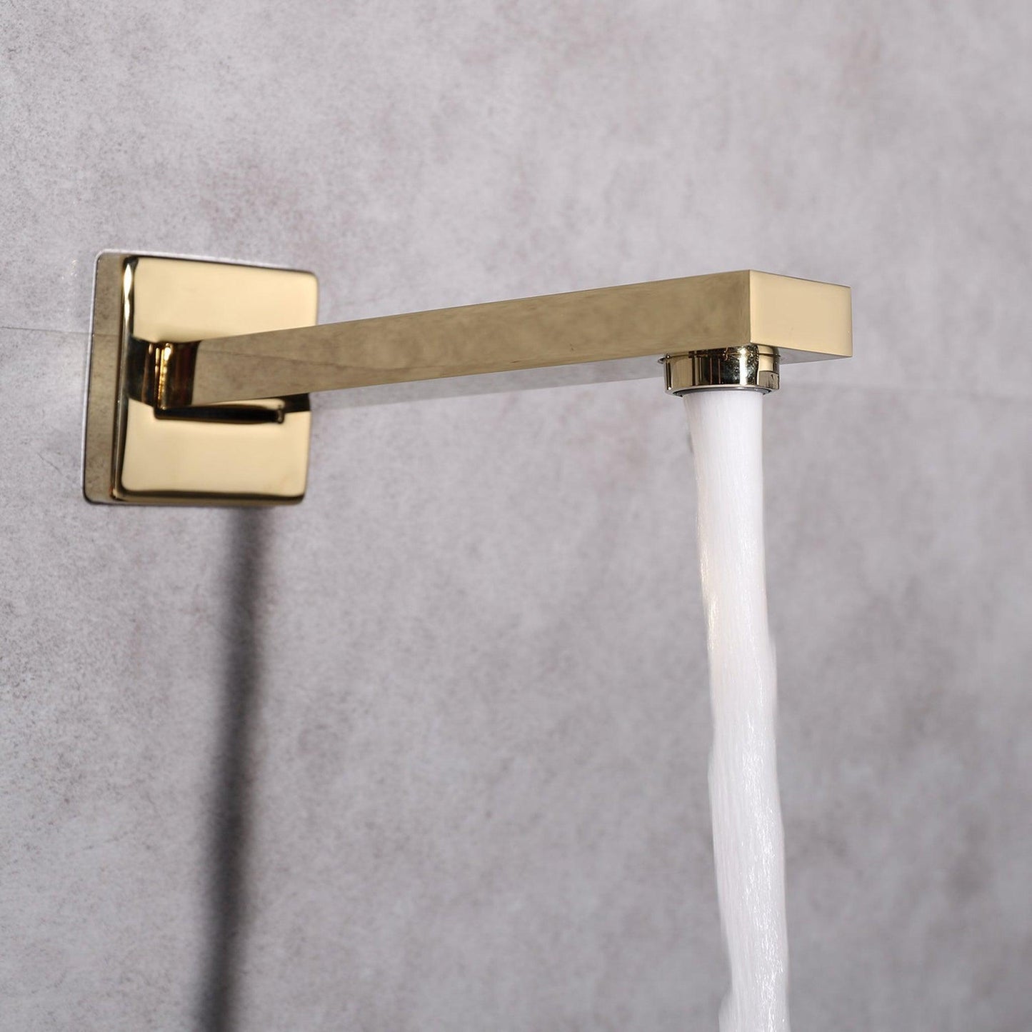 Eviva Beverly Gold Coated Wall-Mounted Squared Shower Head With Hand Shower and Tub Faucet