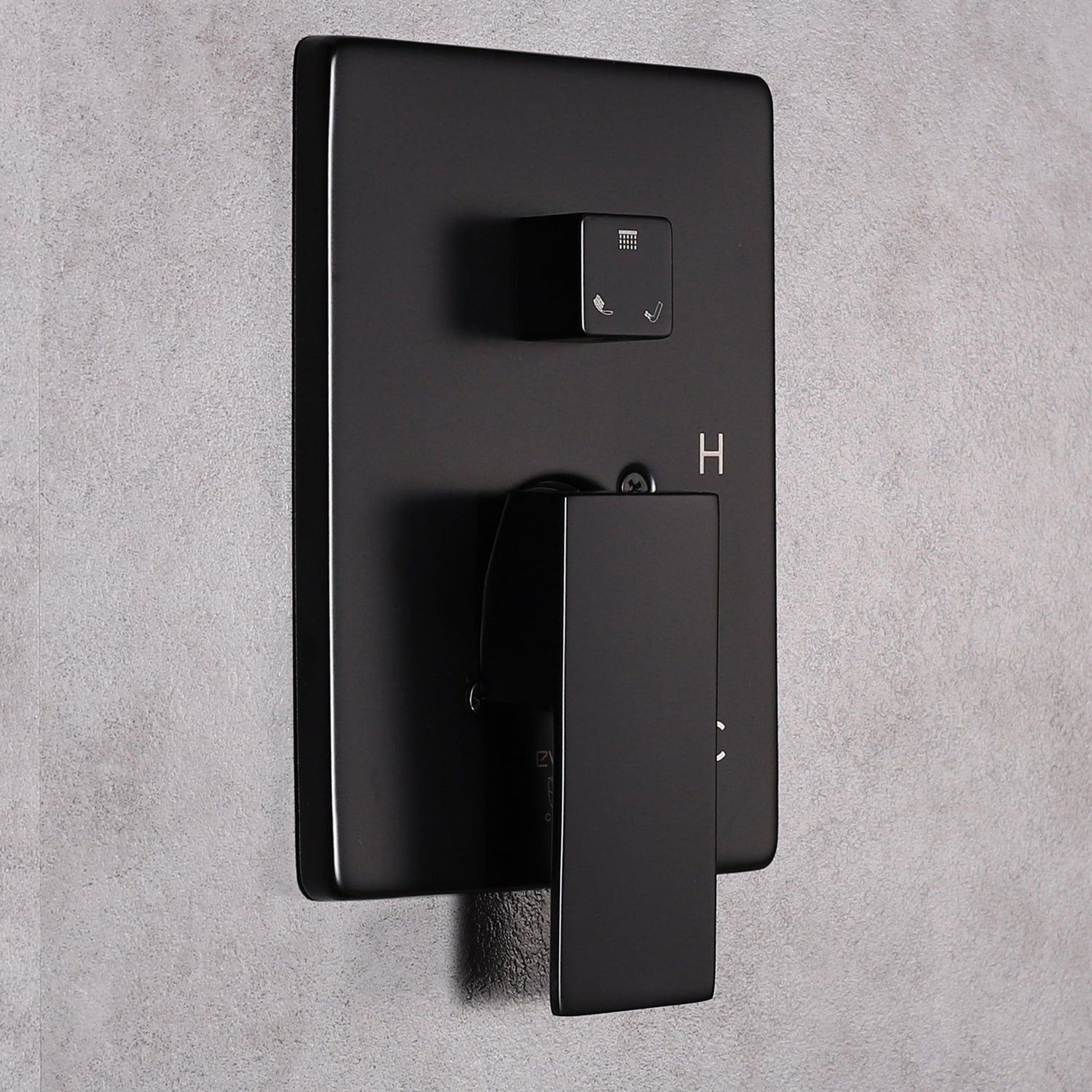 Eviva Beverly Matte Black Wall-Mounted Squared Shower Head With Hand Shower and Tub Faucet