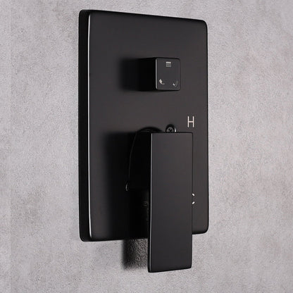 Eviva Beverly Matte Black Wall-Mounted Squared Shower Head With Hand Shower and Tub Faucet