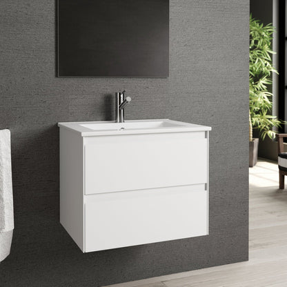 Eviva Bloom 24" x 34" Matte White Wall-Mounted Bathroom Vanity With White Single Integrated Porcelain Sink