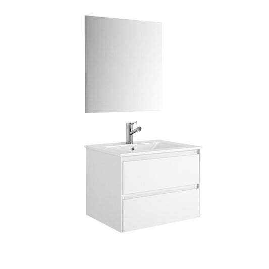 Eviva Bloom 24" x 34" Matte White Wall-Mounted Bathroom Vanity With White Single Integrated Porcelain Sink