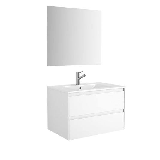 Eviva Bloom 28" x 34" Matte White Wall-Mounted Bathroom Vanity With White Single Integrated Porcelain Sink