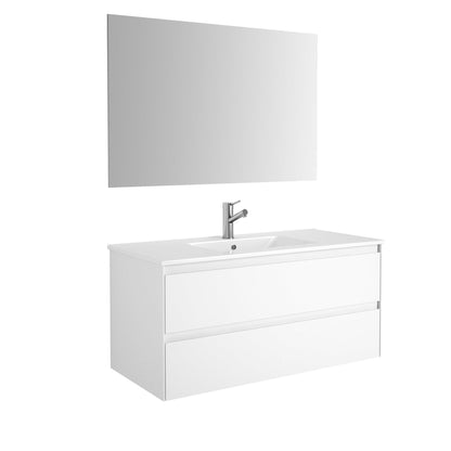 Eviva Bloom 32" x 34" Matte White Wall-Mounted Bathroom Vanity With White Single Integrated Porcelain Sink