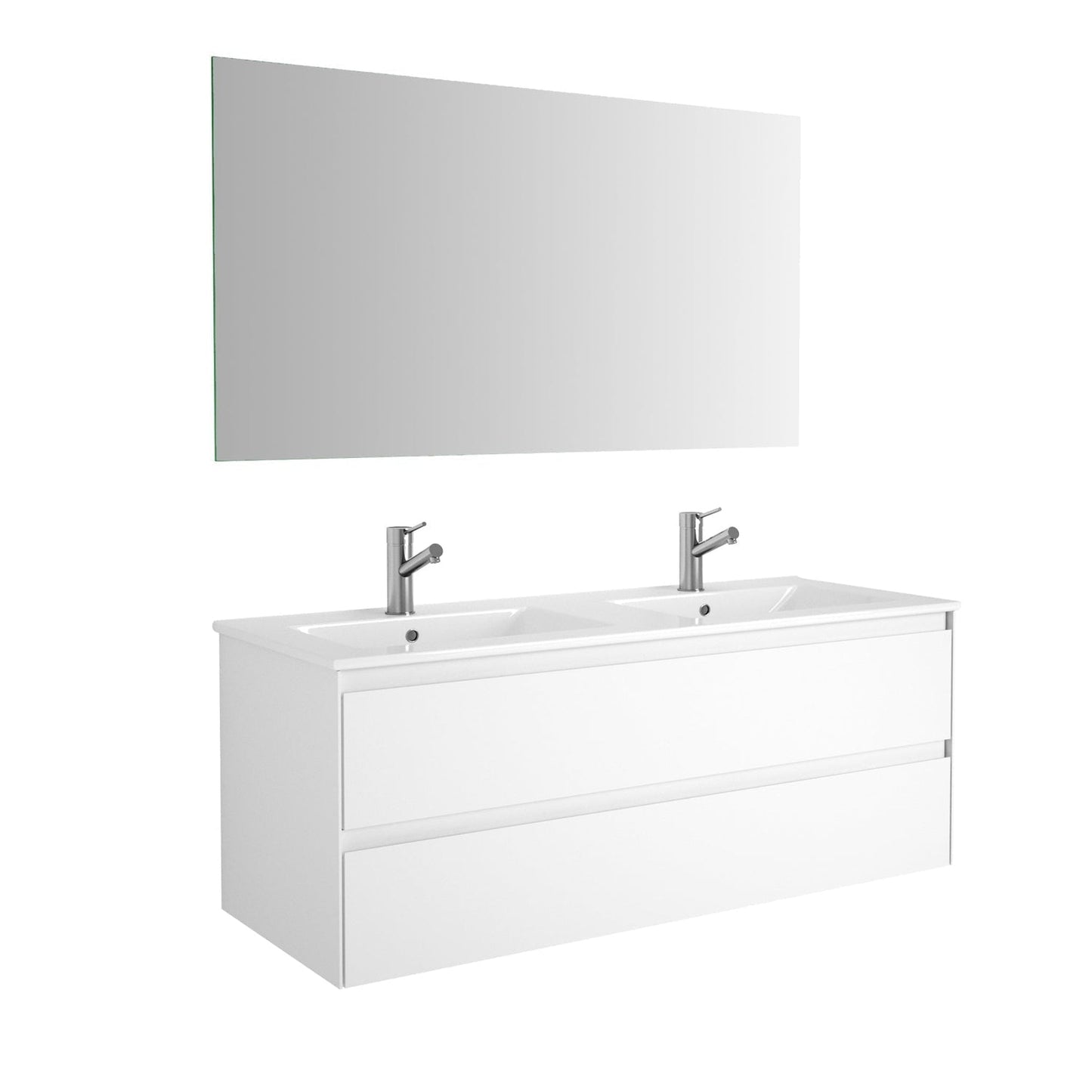 Eviva Bloom 48" x 34" Matte White Wall-Mounted Bathroom Vanity With White Double Integrated Porcelain Sink