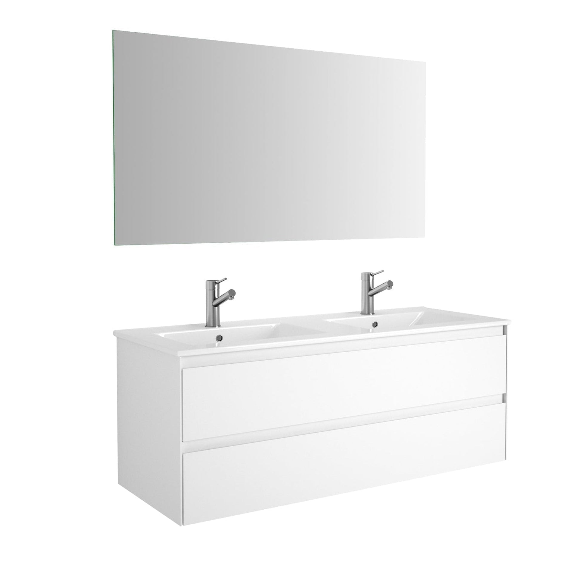 Eviva Bloom 48" x 34" Matte White Wall-Mounted Bathroom Vanity With White Double Integrated Porcelain Sink