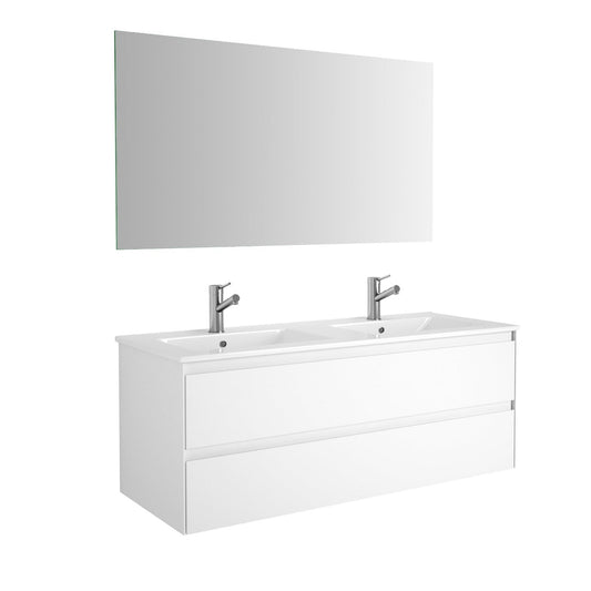 Eviva Bloom 48" x 34" Matte White Wall-Mounted Bathroom Vanity With White Double Integrated Porcelain Sink