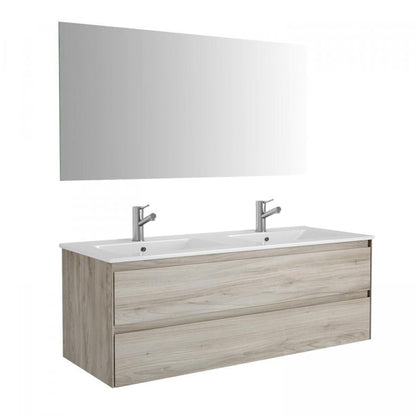 Eviva Bloom 48" x 34" Pine Gray Wall-Mounted Bathroom Vanity With White Double Integrated Porcelain Sink