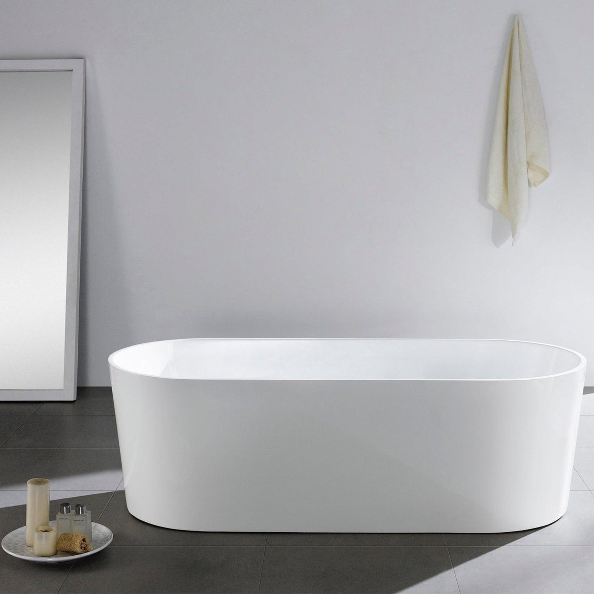 Eviva Chloe 55" x 30" White Freestanding Rectangular Acrylic Soaking Bathtub