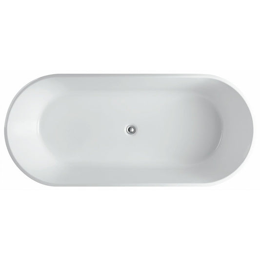 Eviva Chloe 55" x 30" White Freestanding Rectangular Acrylic Soaking Bathtub