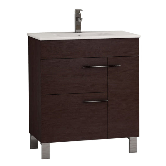 Eviva Cup 24” x 34” Wenge Freestanding Bathroom Vanity With White Integrated Porcelain Sink