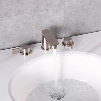 Eviva Curvy Brushed Nickel Widespread Bathroom Sink Faucet