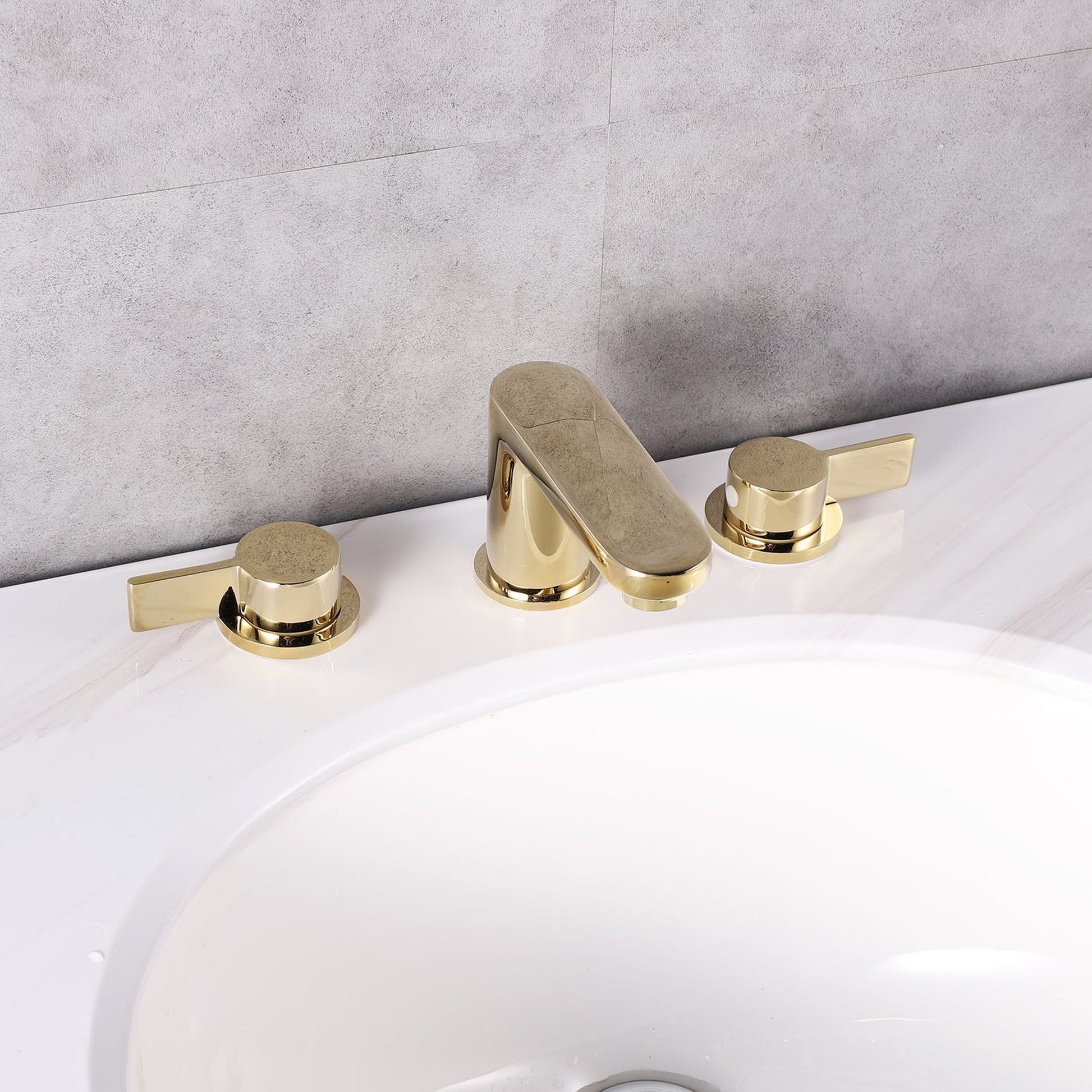 Eviva Curvy Gold Coated Widespread Bathroom Sink Faucet