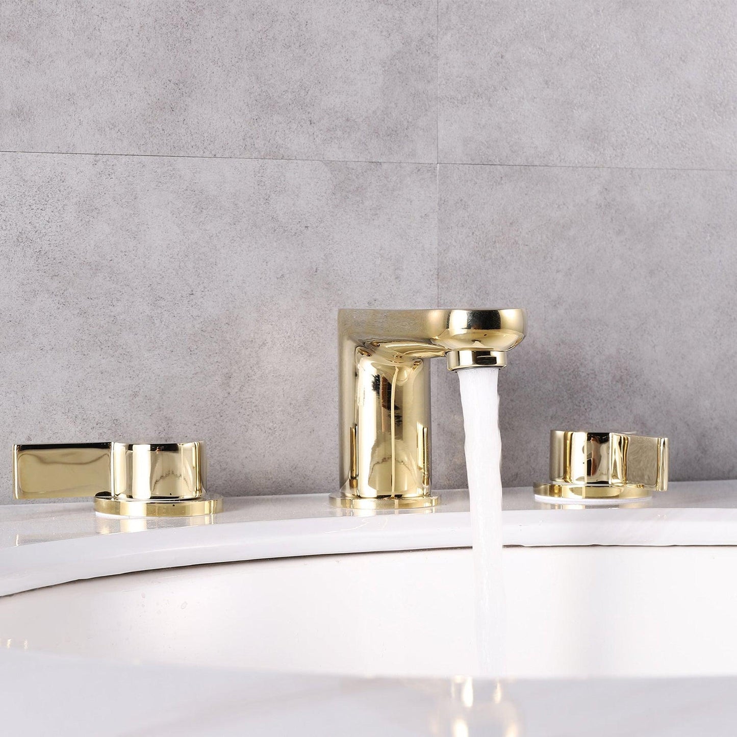 Eviva Curvy Gold Coated Widespread Bathroom Sink Faucet