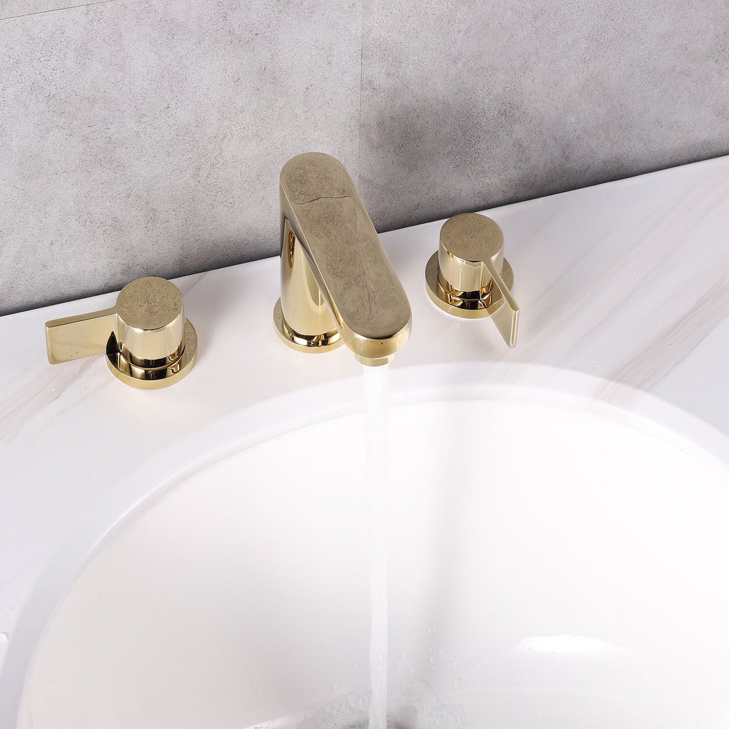 Eviva Curvy Gold Coated Widespread Bathroom Sink Faucet