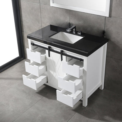 Eviva Dallas 42” x 34” White Freestanding Bathroom Vanity With Black Granite Countertop and Single Undermount Sink