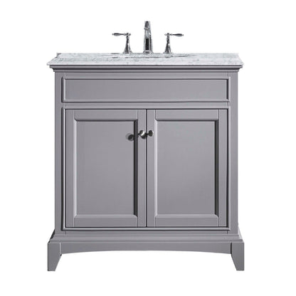 Eviva Elite Stamford 36" x 36" Gray Freestanding Bathroom Vanity With White Carrara Marble Countertop and Undermount Porcelain Sink