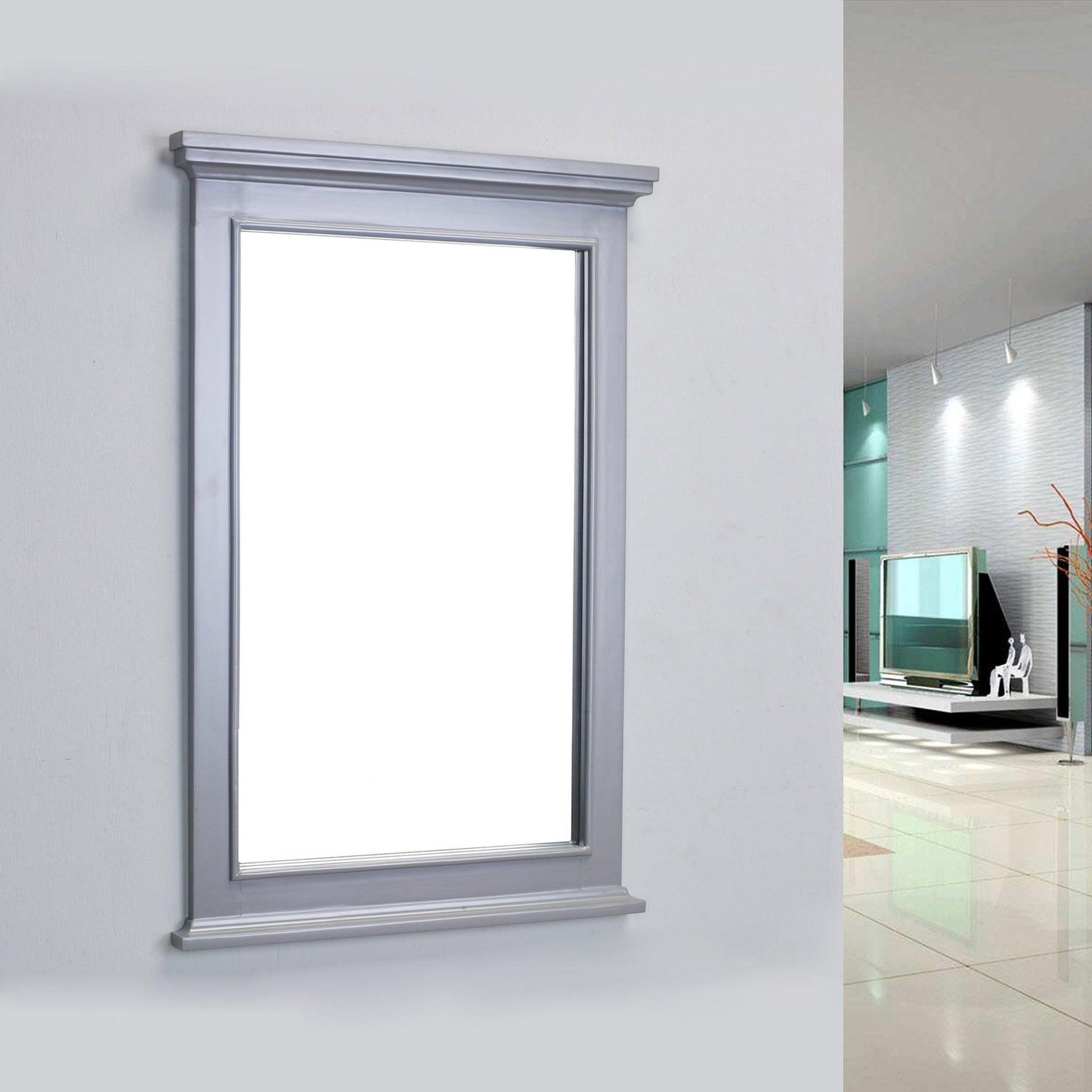 Eviva Elite Stamford 36" x 36" Gray Full Framed Wall-Mounted Bathroom Mirror