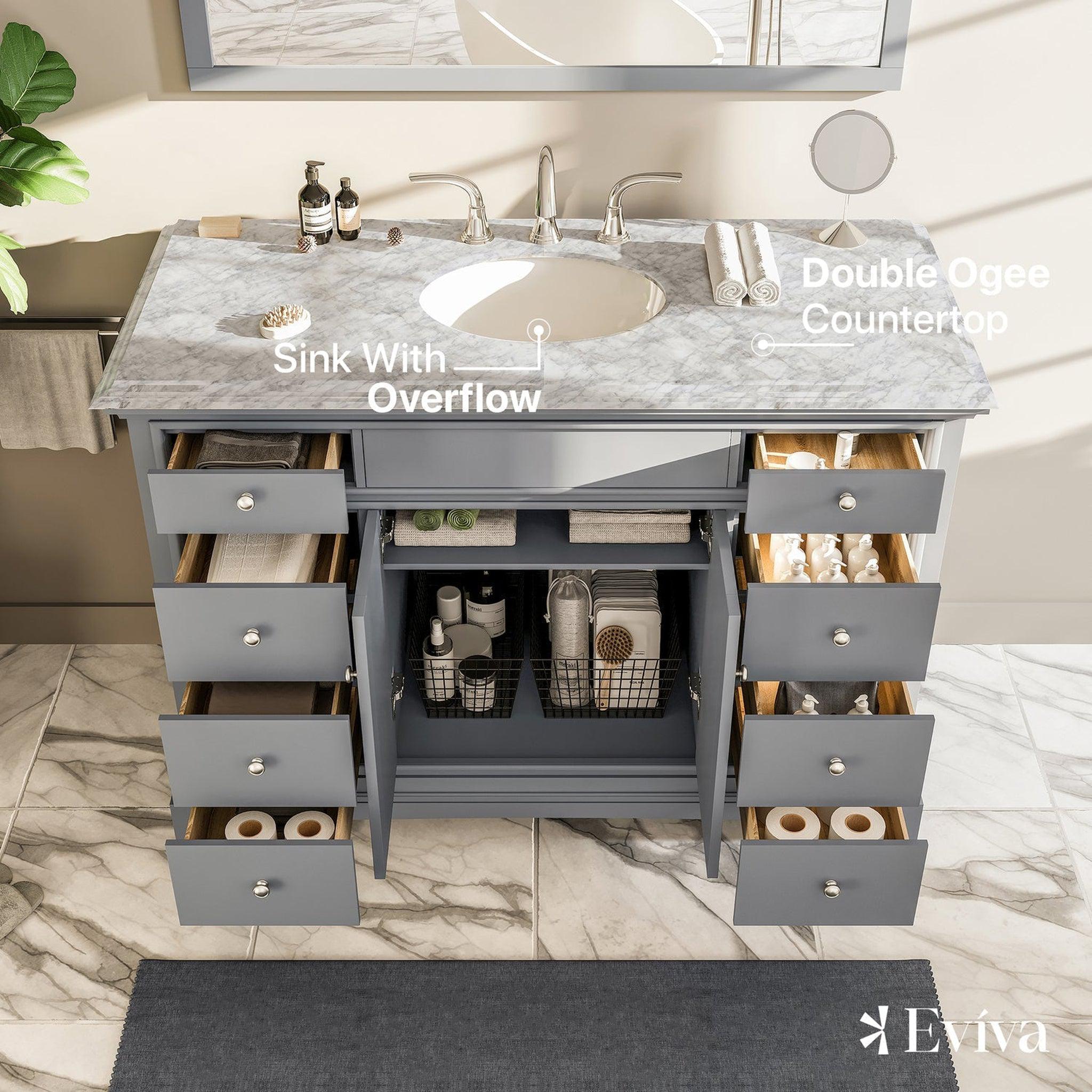 Eviva Elite Stamford 42" x 36" Gray Freestanding Bathroom Vanity With