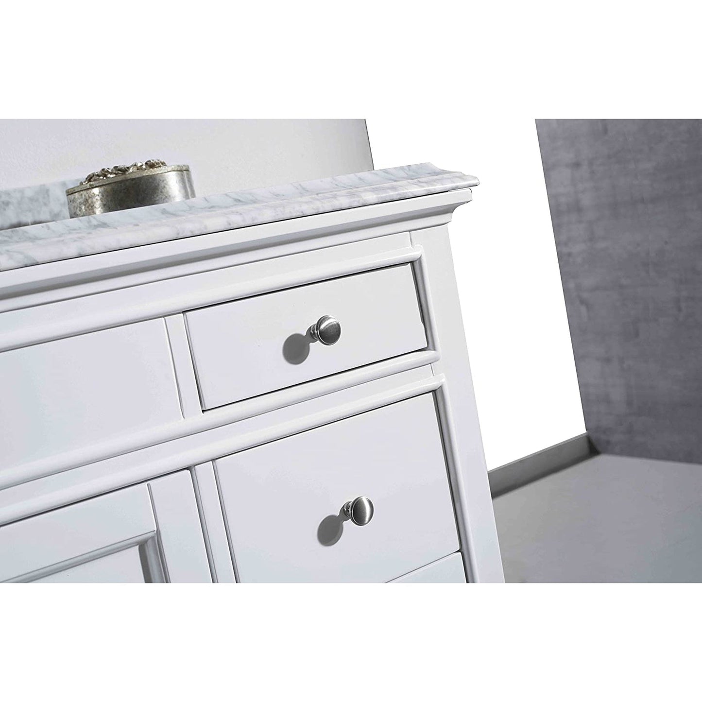 Eviva Elite Stamford 48" x 36" White Freestanding Bathroom Vanity With White Carrara Marble Countertop and Undermount Porcelain Sink