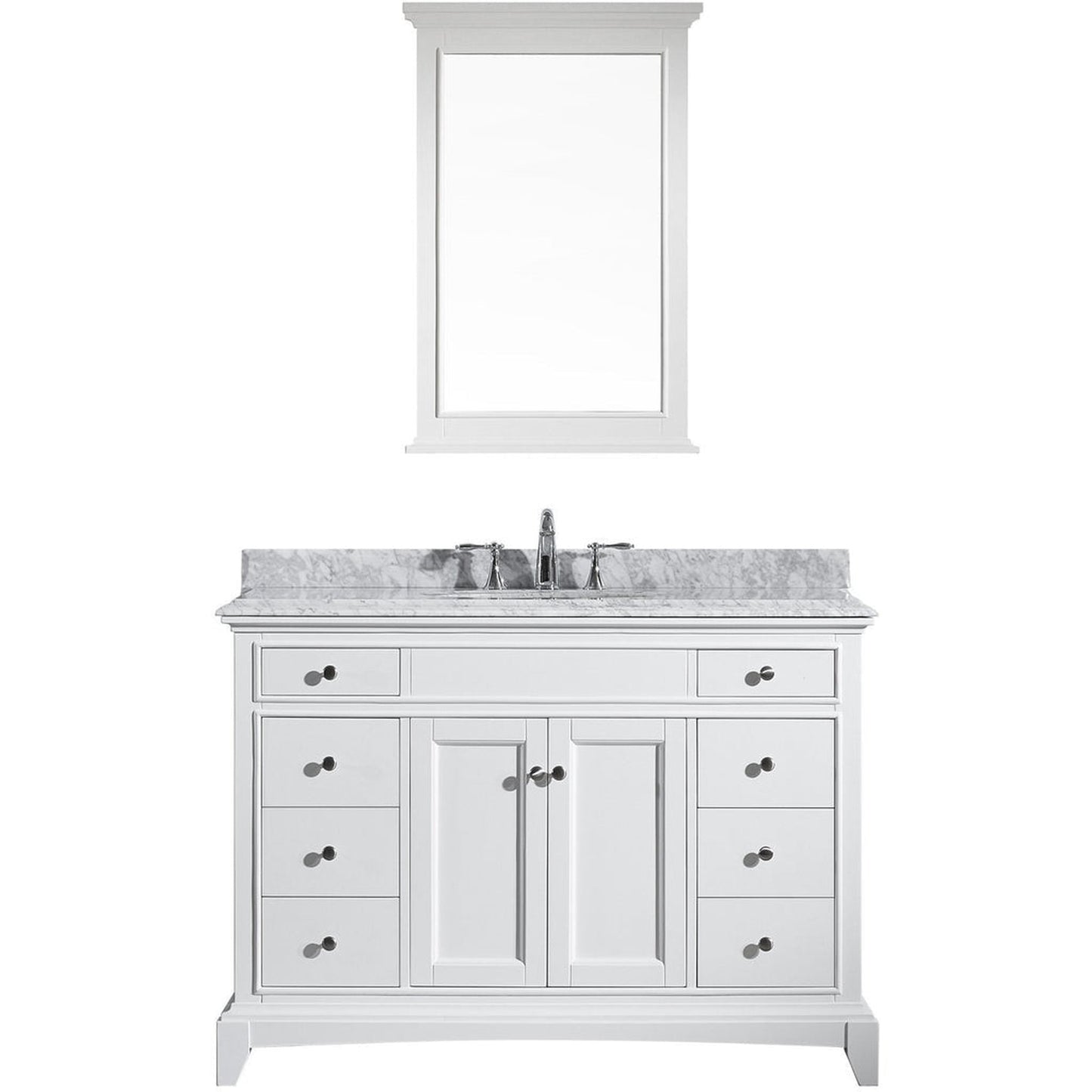 Eviva Elite Stamford 48" x 36" White Freestanding Bathroom Vanity With White Carrara Marble Countertop and Undermount Porcelain Sink