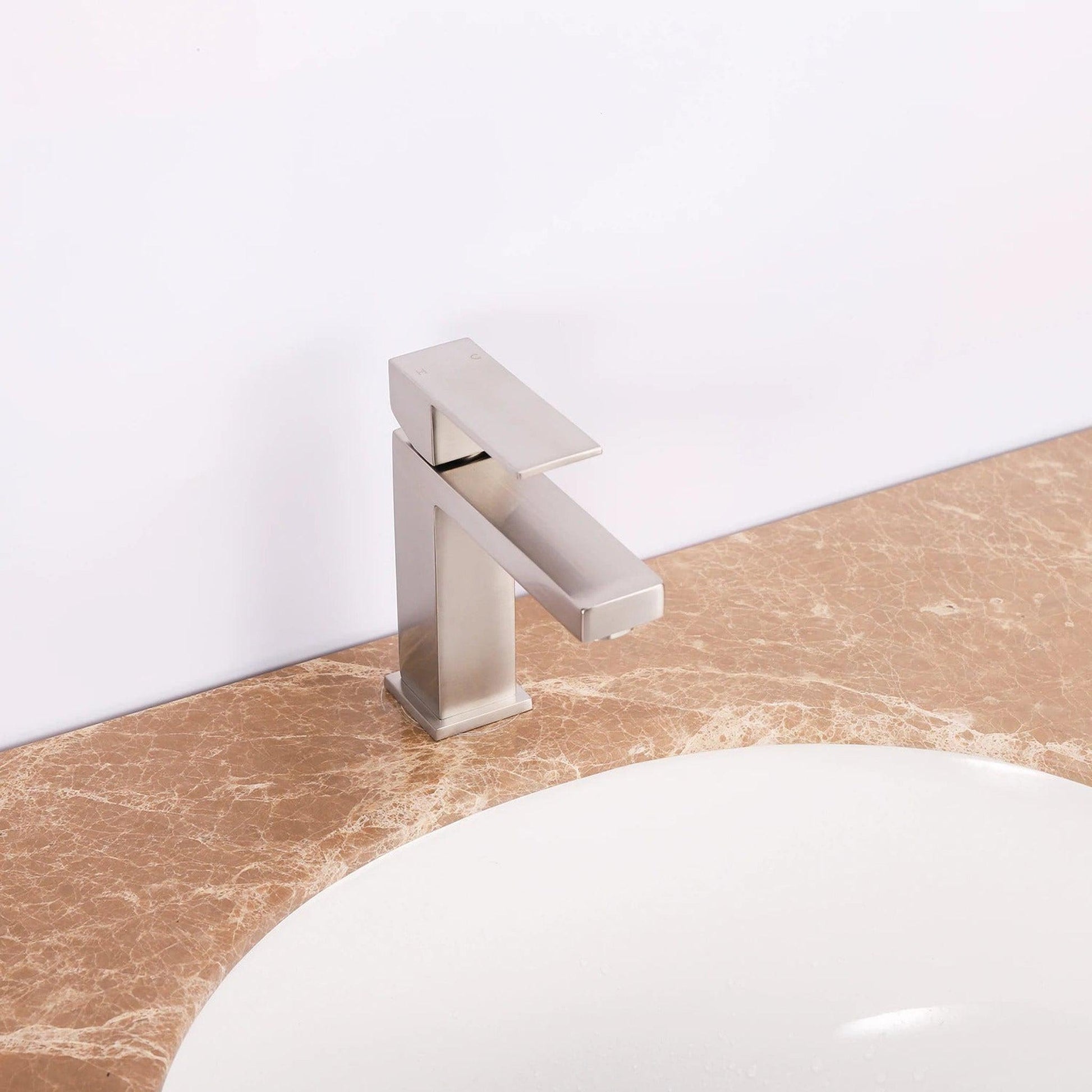 Eviva Ella Brushed Nickel Single Handle Bathroom Sink Faucet