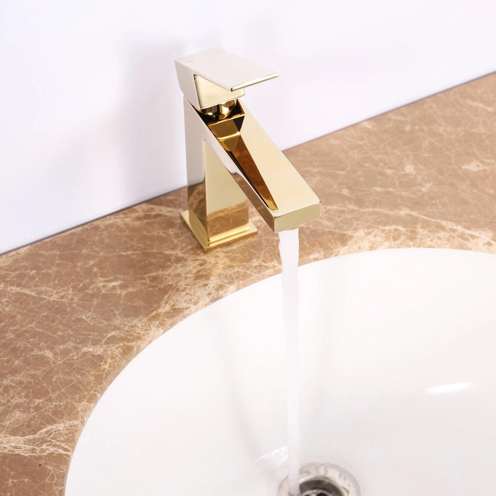 Eviva Ella Gold Coated Single Handle Bathroom Sink Faucet