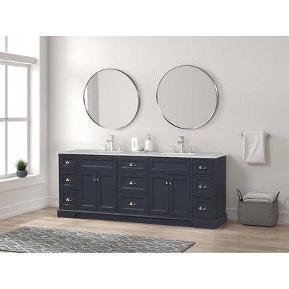 Eviva Epic 84" x 34" Charcoal Gray Freestanding Bathroom Vanity With Brushed Nickel Hardware and Quartz Countertop With Double Undermount Sink
