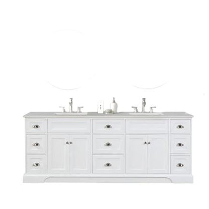 Eviva Epic 96" x 34" White Freestanding Bathroom Vanity With Brushed Nickel Hardware and Quartz Countertop With Double Undermount Sink