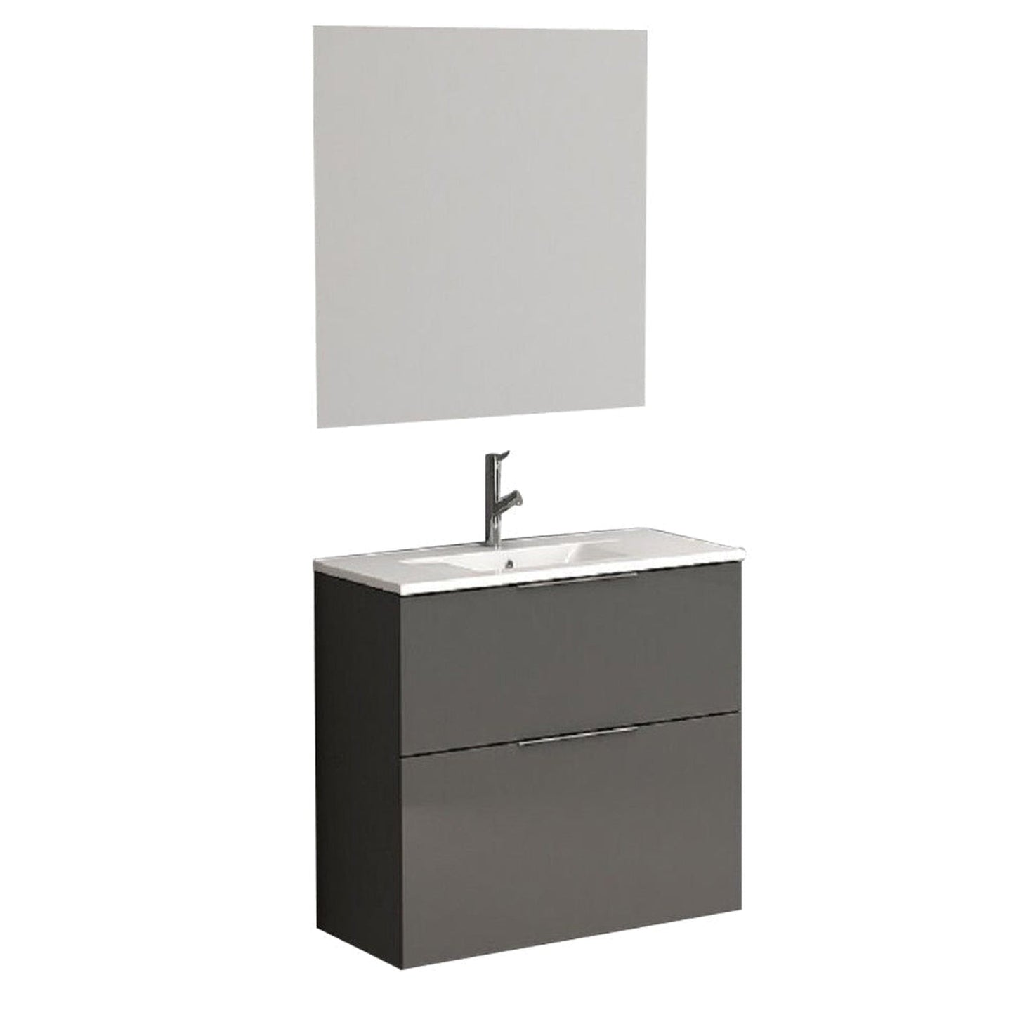 Eviva Galsaky 24” x 24” Gray Wall-Mounted Bathroom Vanity With White Integrated Porcelain Sink
