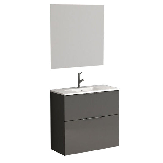 Eviva Galsaky 28” x 24” Gray Wall-Mounted Bathroom Vanity With White Integrated Porcelain Sink