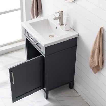 Eviva Garci 24" x 34" Dark Gray Freestanding Bathroom Vanity With Integrated Porcelain Sink