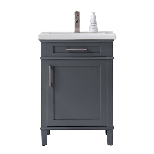 Eviva Garci 24" x 34" Dark Gray Freestanding Bathroom Vanity With Integrated Porcelain Sink