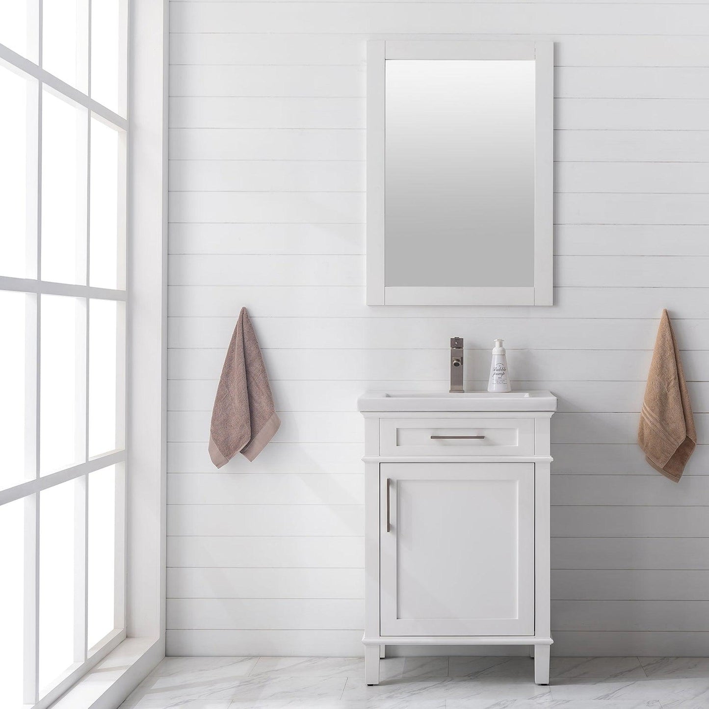 Eviva Garci 24" x 34" White Freestanding Bathroom Vanity With Integrated Porcelain Sink