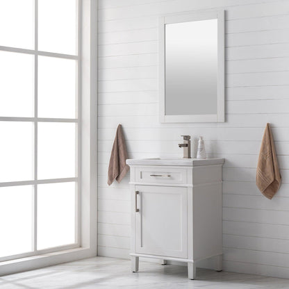 Eviva Garci 24" x 34" White Freestanding Bathroom Vanity With Integrated Porcelain Sink