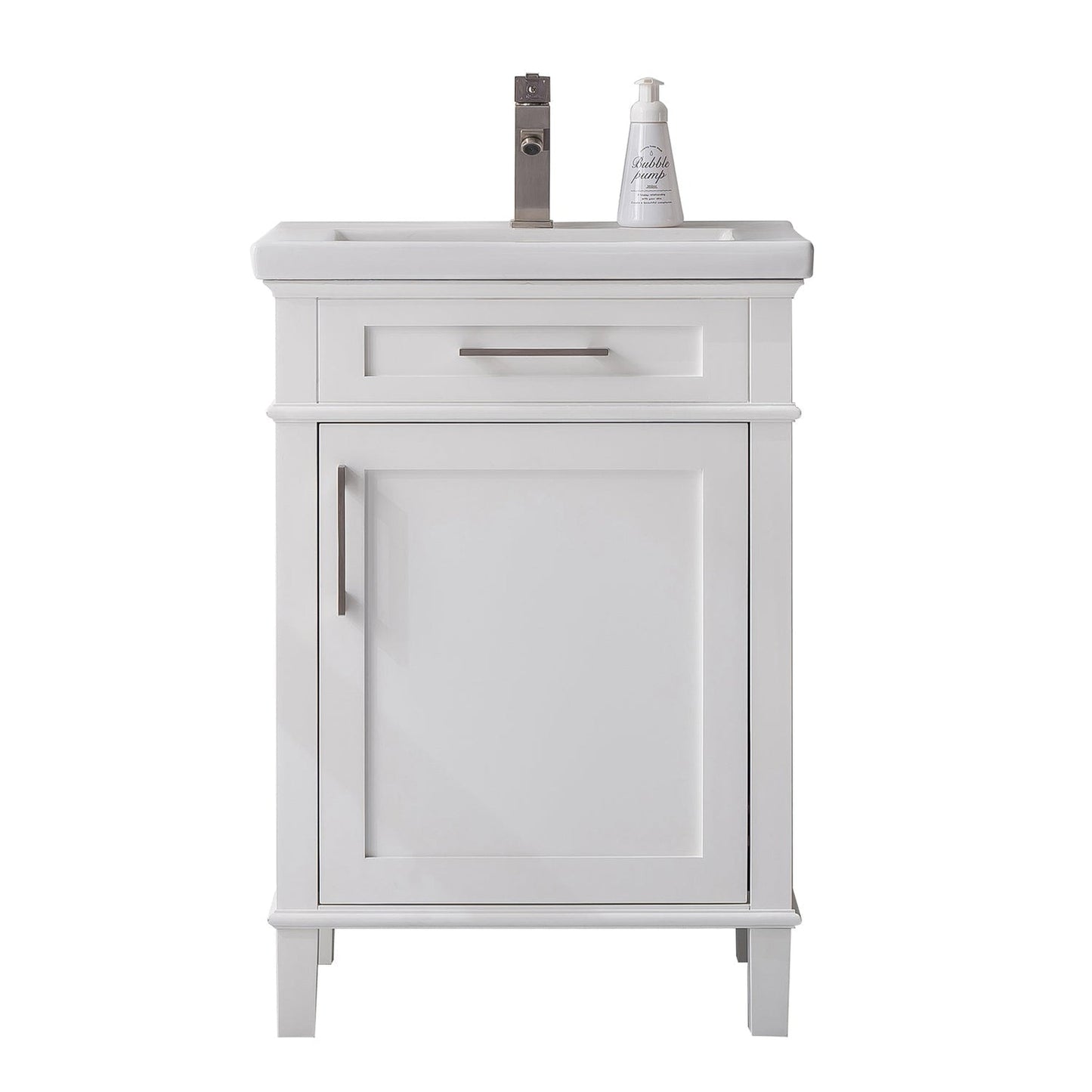 Eviva Garci 24" x 34" White Freestanding Bathroom Vanity With Integrated Porcelain Sink