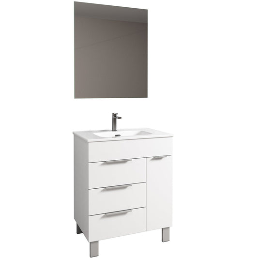 Eviva Geminis 28" x 34" White Freestanding Bathroom Vanity With White Integrated Porcelain Sink