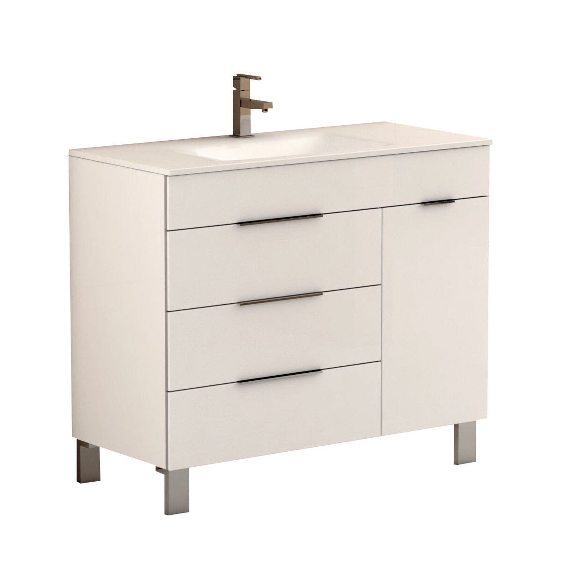 Eviva Geminis 39" x 34" White Freestanding Bathroom Vanity With White Integrated Porcelain Sink