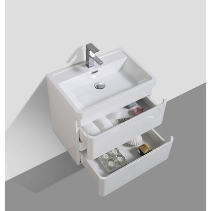 Eviva Glazzy 24" x 25" White Wall-Mounted Bathroom Vanity With White Single Integrated Sink