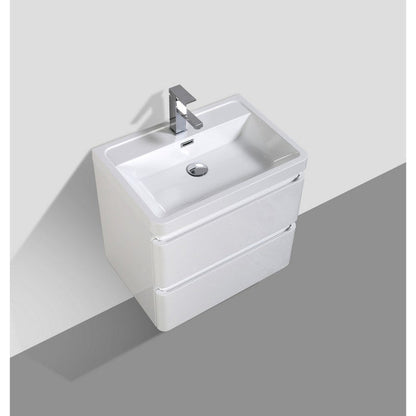 Eviva Glazzy 24" x 25" White Wall-Mounted Bathroom Vanity With White Single Integrated Sink