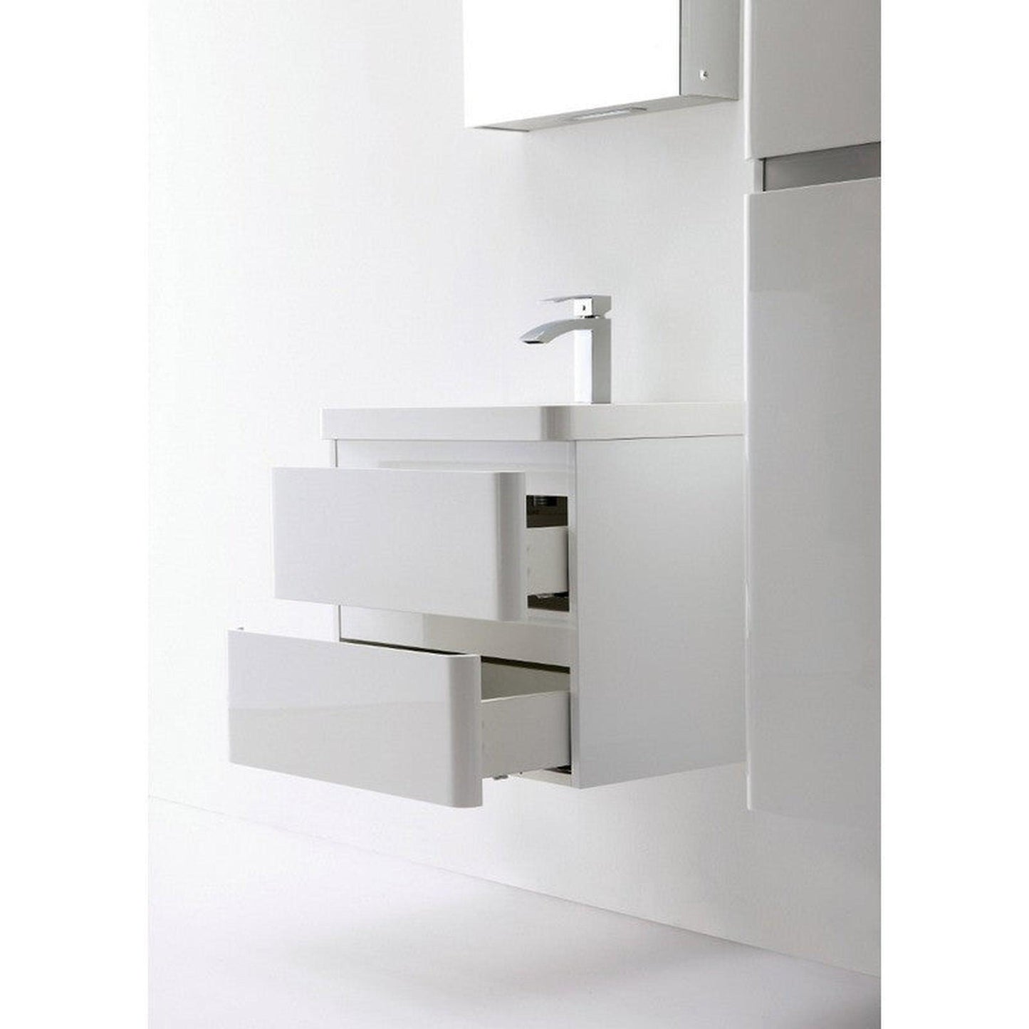 Eviva Glazzy 24" x 25" White Wall-Mounted Bathroom Vanity With White Single Integrated Sink