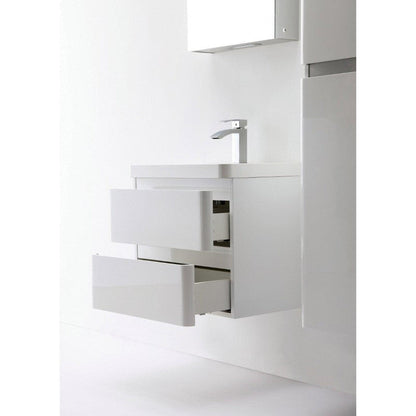 Eviva Glazzy 24" x 25" White Wall-Mounted Bathroom Vanity With White Single Integrated Sink