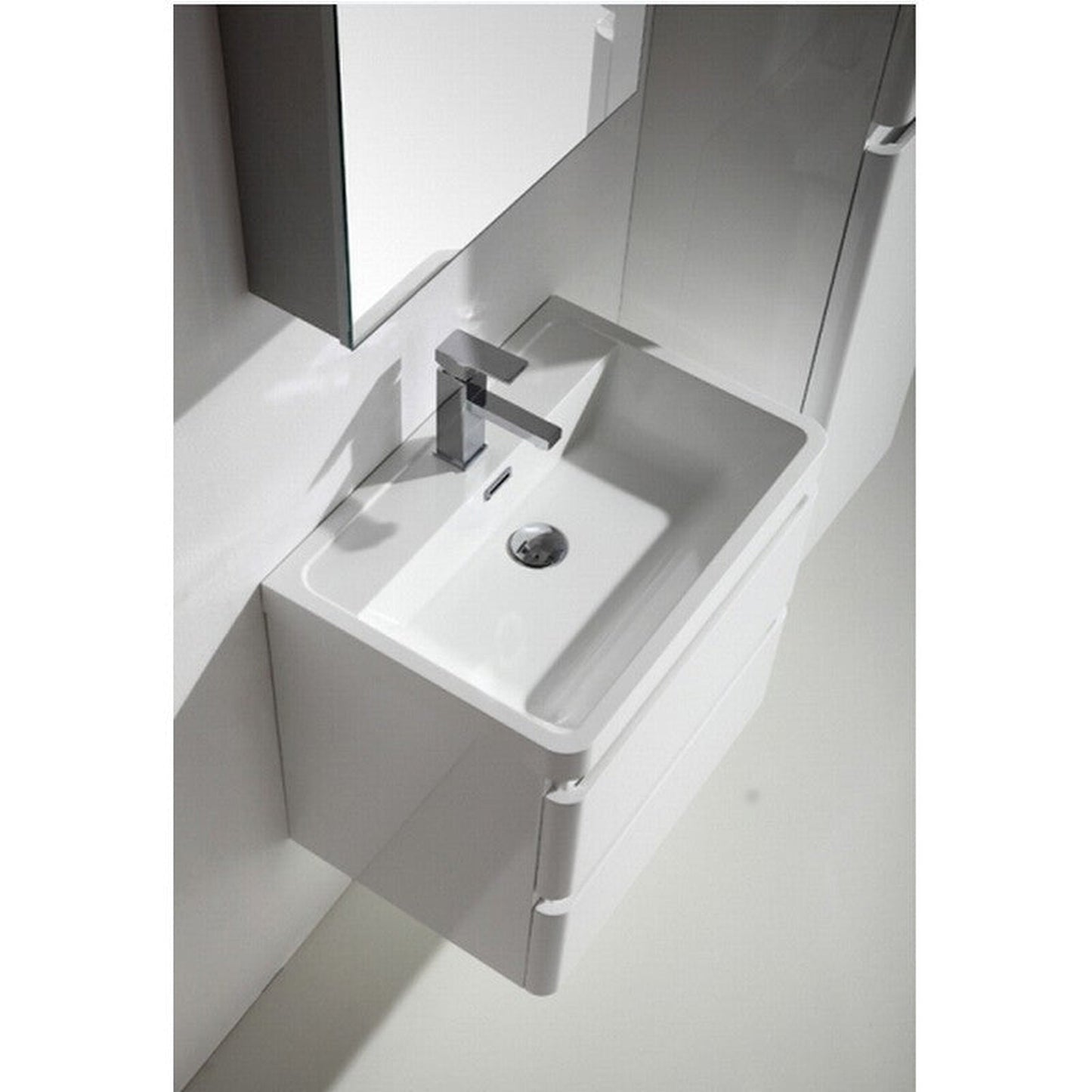 Eviva Glazzy 24" x 25" White Wall-Mounted Bathroom Vanity With White Single Integrated Sink