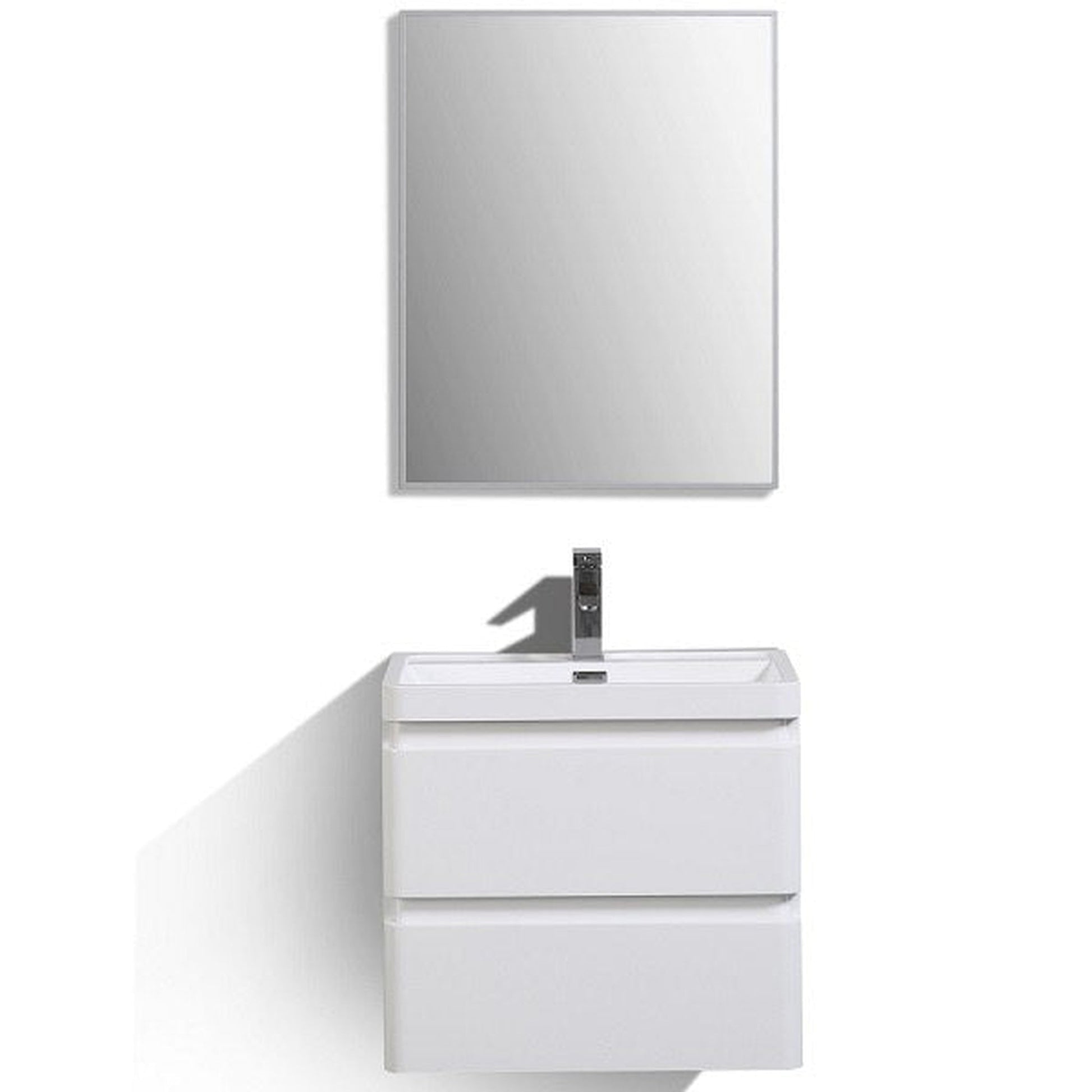 Eviva Glazzy 24" x 25" White Wall-Mounted Bathroom Vanity With White Single Integrated Sink