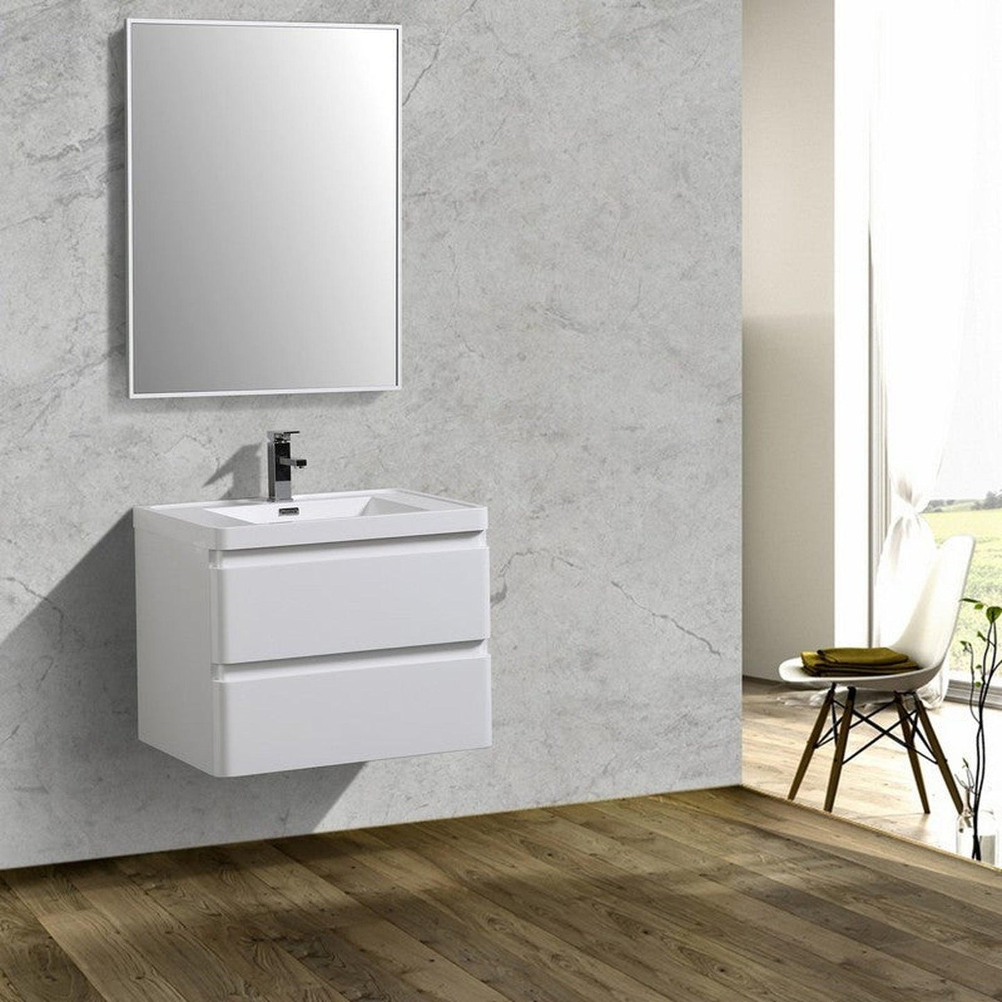Eviva Glazzy 28" x 21" White Wall Mount Bathroom Vanity with White Single Integrated Sink