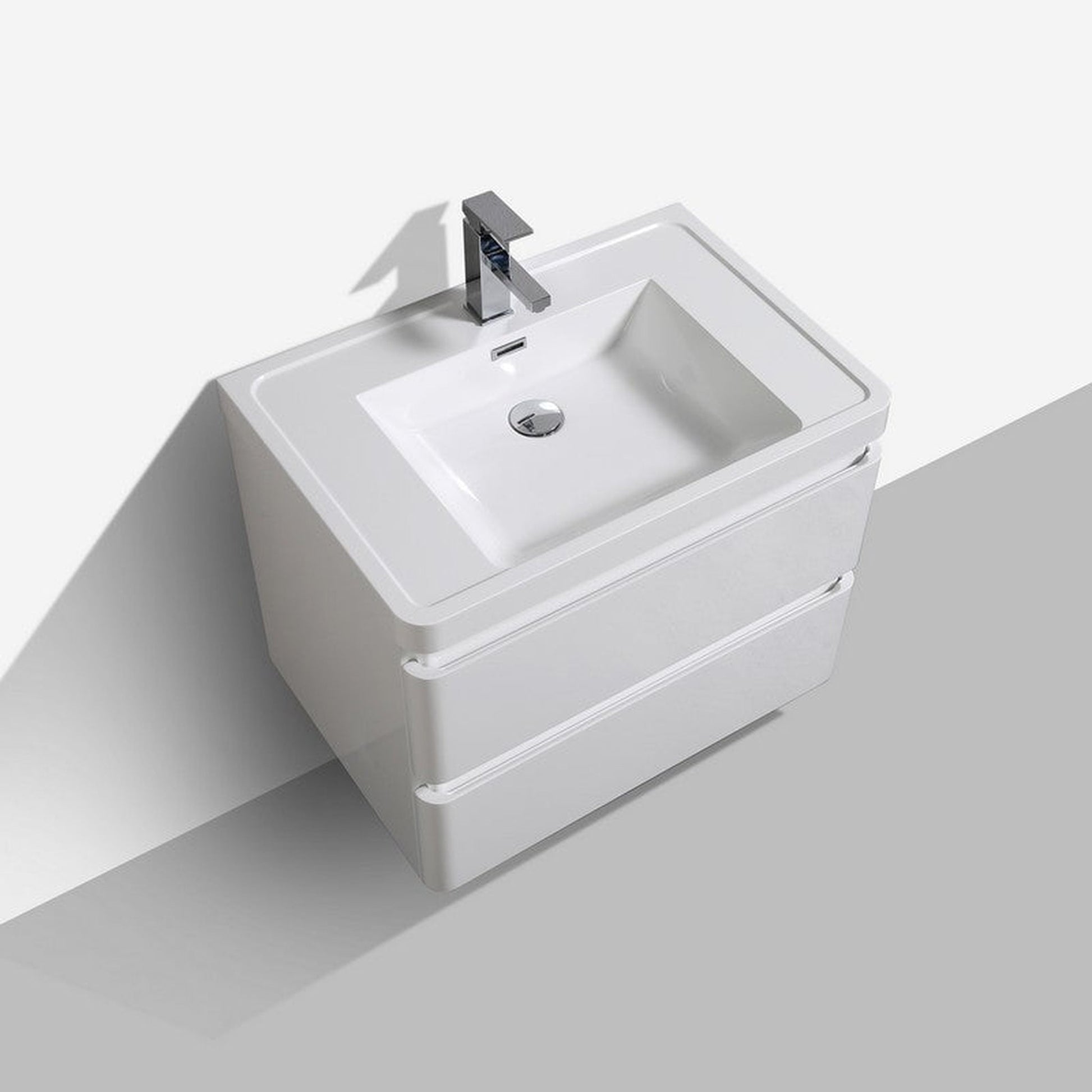 Eviva Glazzy 28" x 21" White Wall Mount Bathroom Vanity with White Single Integrated Sink