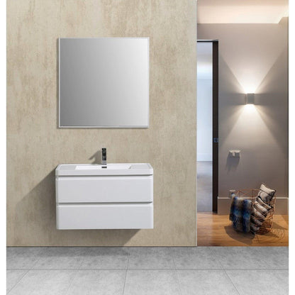 Eviva Glazzy 36" x 23" White Wall-Mounted Bathroom Vanity With White Single Integrated Sink