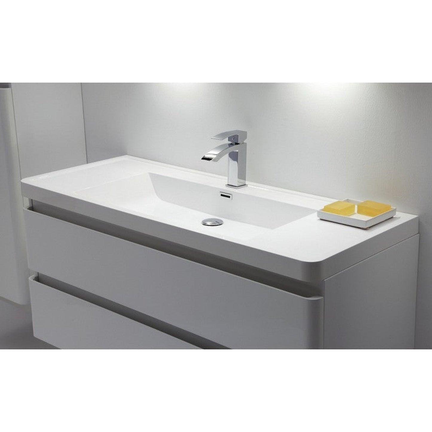 Eviva Glazzy 36" x 23" White Wall-Mounted Bathroom Vanity With White Single Integrated Sink