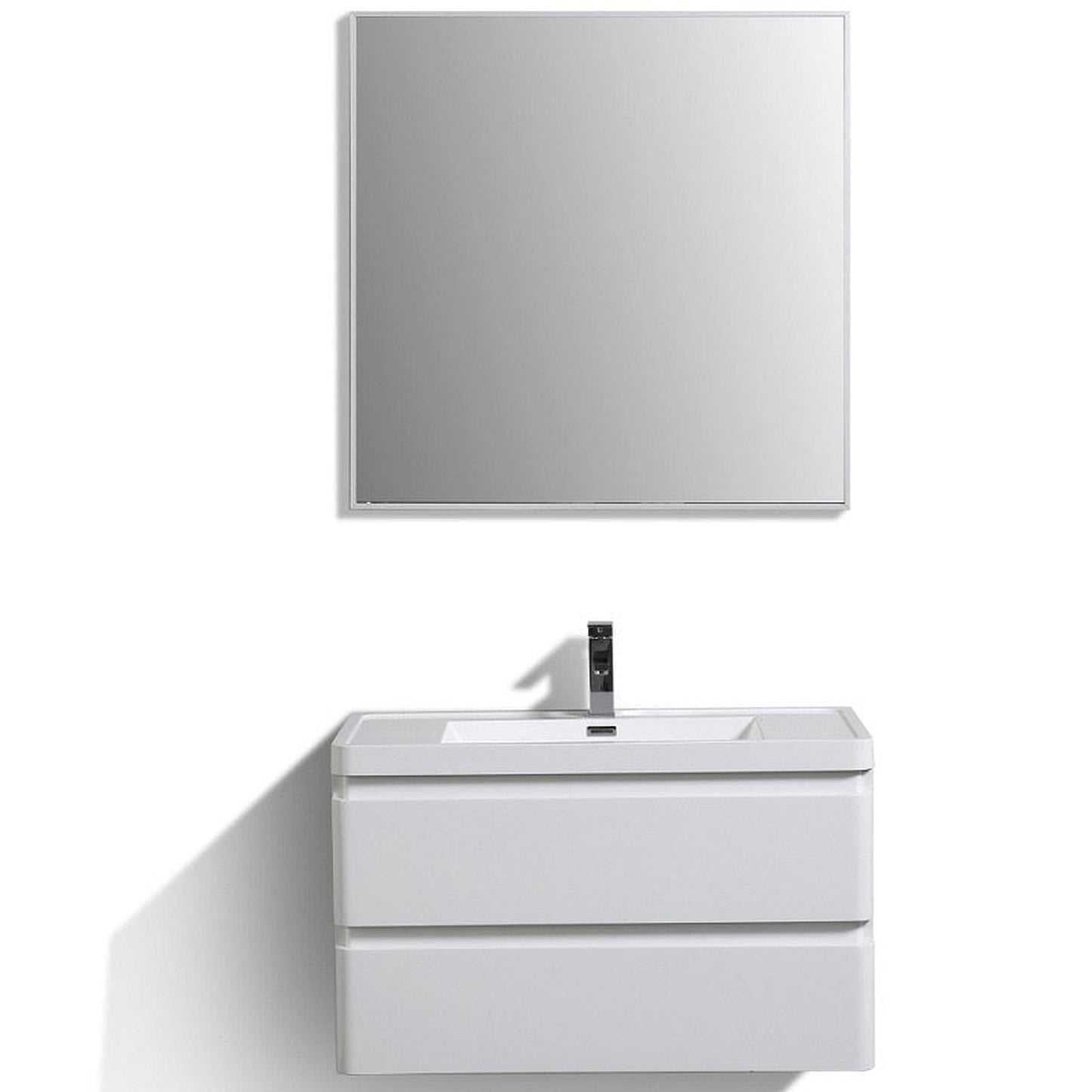 Eviva Glazzy 36" x 23" White Wall-Mounted Bathroom Vanity With White Single Integrated Sink