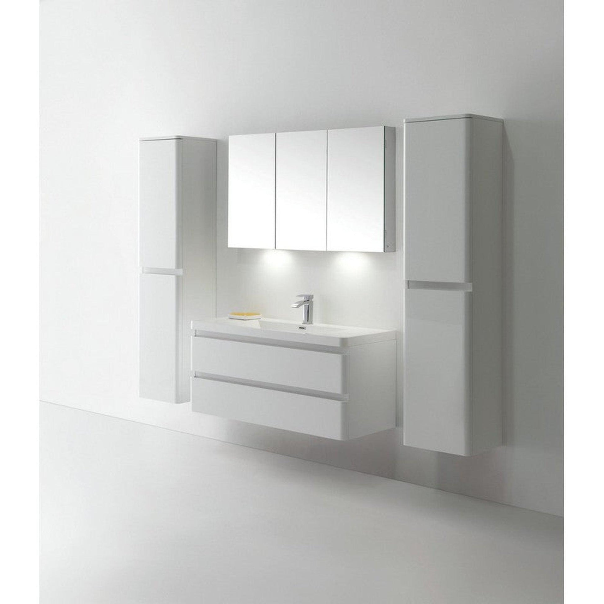 Eviva Glazzy 48" x 22" White Wall Mount Bathroom Vanity With White Single Integrated Sink